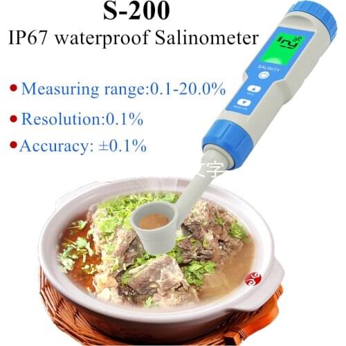 S-200 IP67 waterproof Salinometer Salinity Tester Foods Salt Meter High-precision salt concentration meter for food 40% off