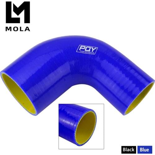 2\"-2.5\" 51mm-63mm 90 Degree Elbow Reducer Silicone Hose Pipe Turbo Intake Blue or Black with inner yellow SH902025