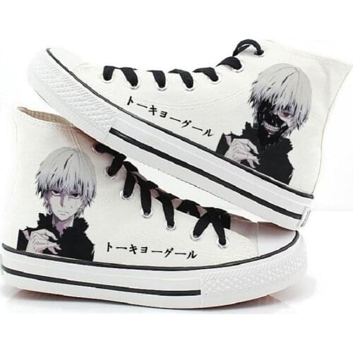 Unisex Anime Tokyo Ghoul White Casual Canvas Shoes plimsolls kaneki ken Flat shoes duck shoes Sneakers