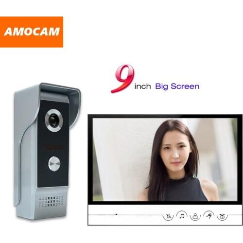 9" big Monitor Video Door Phone Doorbell System Video Intercom IR Night Vision Aluminum Alloy Camera Video Doorphone