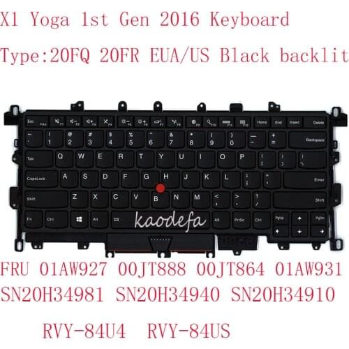 X1 YOGA Keyboard For Thinkpad X1 YOGA 1st gen Laptop 2016 EUA FRU 01AW927 00JT888 00JT864 01AW931 RVY-84U4 RVY-84US SN20H349