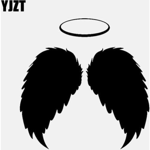 YJZT 13.9CM*14.1CM Angel Wings Car Sticker Vinyl Decal Jesus Christianity Black/Silver C3-1265