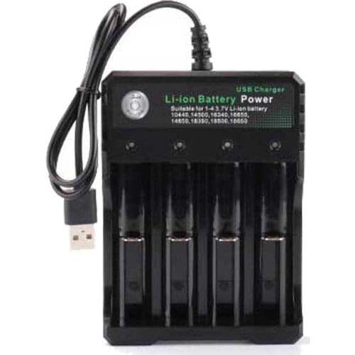 Battery charger gtf 18650/26650/14500 li-ion 2/4 slots usb charger for 18650/16340 loading 3.7v rechargeable battery li-ion