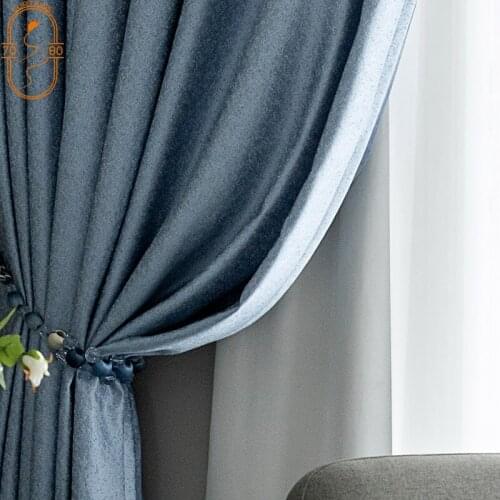 Nordic High-end Chenille Jacquard Curtains Blackout Curtains for Living Room and Bedroom Finished Products Customization