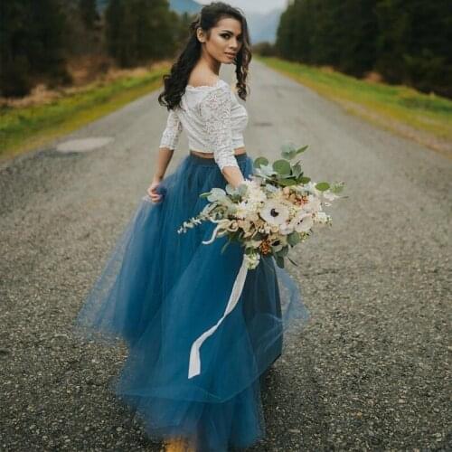 2020 Female Blue Tulle Skirts femme jupes Elegant Long Maxi Girls Party Skirt Custom Made женские юбки