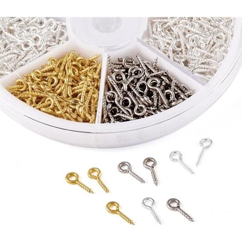 1 Box Iron Screw Eye Pin Bail Peg For Half-drilled Beads for Jewelry Making DIY Finding 10x4x1mm Hole: 2mm