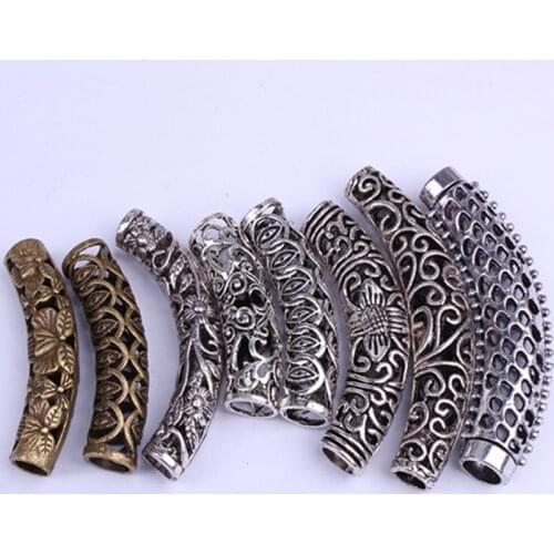 2PCS African Hair Braid Copper Tube Metal Hollow Hair Ring Dread Bead Dreadlock Cuffs Jewelry Decoration Accessories