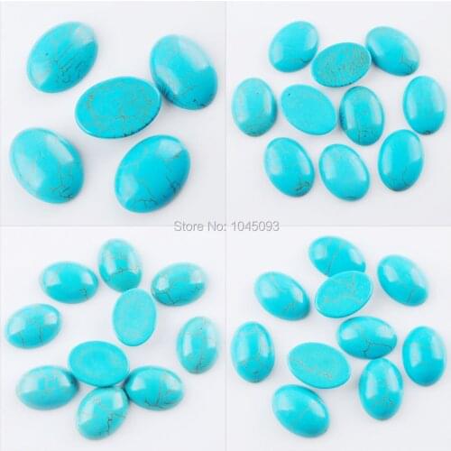 20Pcs/Lot Natural Turquoises Gem Stone Flat Back Oval Cabochon CAB No Hole For Making Jewelry QBU326