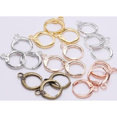 20pcs 14*12mm Gold Silver Plated Brass French Earring Hooks Ear Wire Earrings Settings Base Hoops for DIY Jewelry Making Finding