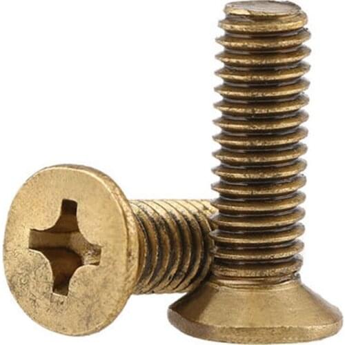 5pcs M6 brass Phillips bolt Countersunk Head Screw cross socket Flat screws Machine bolts 10mm-40mm Length