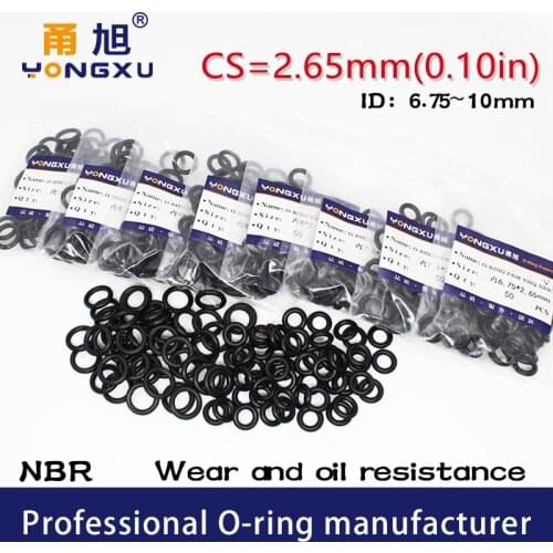 50PCS/lot Black NBR Sealing O-Ring CS2.65mm Thickness ID6.75/7.1/7.6/8/8.75/9/9.5/10*2.65mm Ring Seal Rubber Gasket Rings Washer