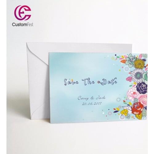 50pcs/lot Personalized Thank you card or save the date card with free envelop flower 036