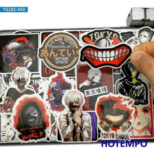 50pcs Anime Tokyo Ghoul Dark Style Stickers Toy for Mobile Phone Laptop Luggage Guitar Case Skateboard Car Cartoon Decal Sticker