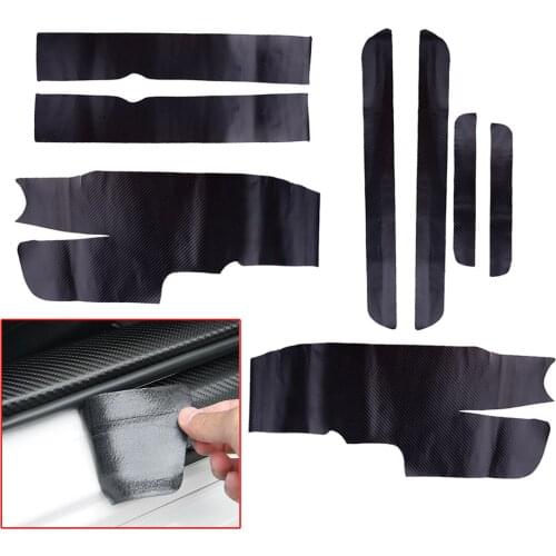 8pcs Carbon Fiber Style PU Leather Door Sill Scuff Plate Guard Pedal Protector Cover Trim Fit For Toyota Highlander 2021-2019