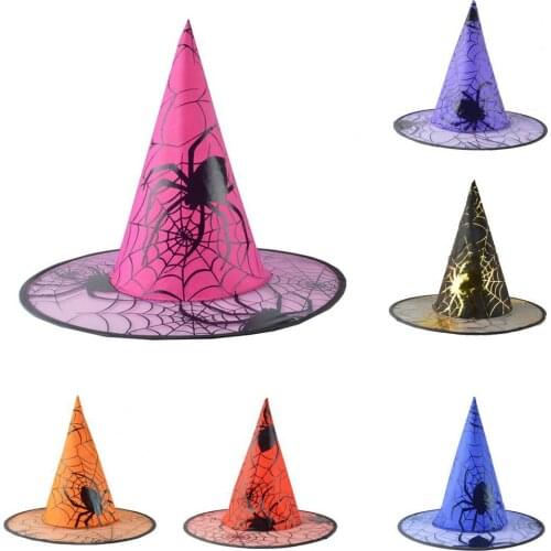 80% Dropshipping!!Witch Hat Stylish Unique Pattern Gauze Halloween Witch Cosplay Cap for Home