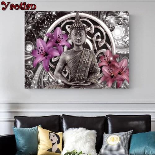 Lily Flower Buddha Zen Diamond Painting Cross Stitch Diamond Embroidery puzzle picture DIY 5D Diamond Mosaic Rhinestones