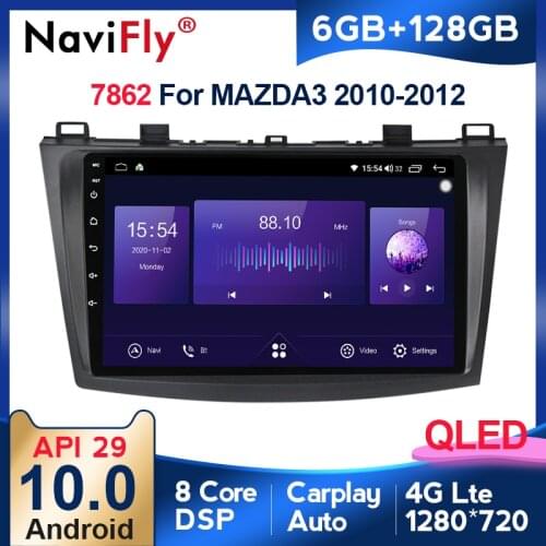 NaviFly 7862 QLED 1280*720 6GB+128GB Carplay Android 10 Car Stereo Head Unit GPS Multimedia Player For Mazda3 BL 2009 - 2013