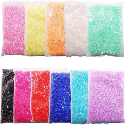 2.0mm-6.5mm Colorful Jelly AB Resin Glitter Rhinestones Flat Back Glue DIY Clothes Shoes Jewelry Decoration Accessories Sales