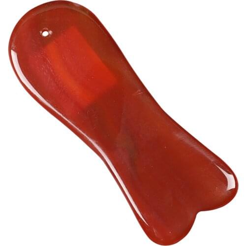 Agate Guasha Board Massage Agate Gua Sha instrument Scraping Plate Massage Red agate guasha board