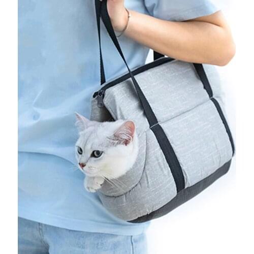 Breathable Cat Dog Carrier Double Shoulder Kitten Carrying Bag Zipper Outdoor Pet Cat Carrier Panier Handbag Cat Puppy Carrier