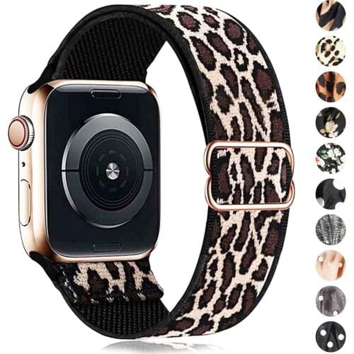 Elastic Strap for Apple watch band 44mm 40mm 38/42mm Adjustable Scrunchie Nylon solo Loop bracelet for iWatch series 6 5 4 3 Se