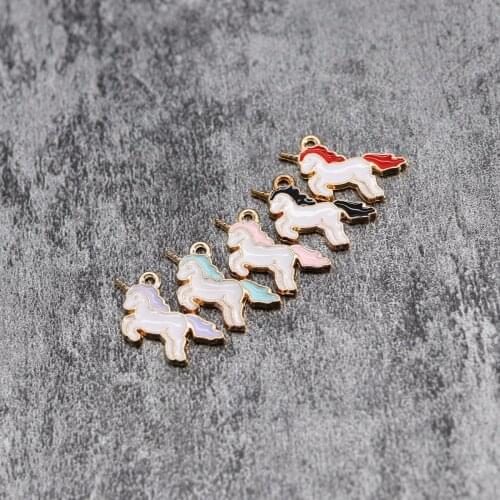 20pcs/lot 13x25 mm Enamel Unicorn Charm For Jewelry Making Cute Earring Pendant Bracelet Necklace Charms Diy Jewelry Accessories