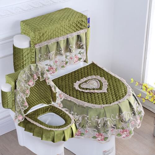 Fyjafon 3pcs Toilet Seat Cover With Storage Bag Decorative Warm Overcoat Toilet Case Washable Soft Closestool Seat cover Red Mat