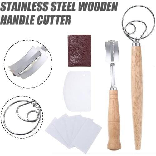 Bread Toast Knife Dough Whisk Eggs Beater Mix Wooden Handle French Bread Cutter European Style Kitchen Gadgets Baking Tool