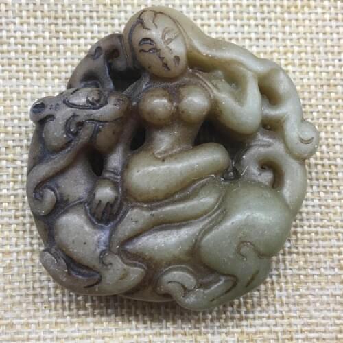 The collection of jade beauty jade pendant ancient jade beauty beast culture education Pendant