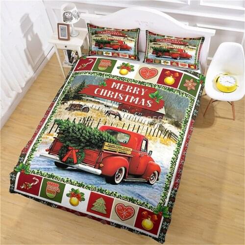 Christmas Santa Claus Duvet Cover Set Bedding Set Twin Queen King Double Quilt Cover Bedclothes Small Bell for Child Kid Adult