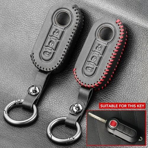 3 Button Leather Remote Key Case Auto Parts Car Accessories For Fiat 500 Ducato Punto Doblo Lancia Ypsilon Delta Key Cover