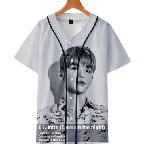 KPOP Korean male singer Kang Daniel Album color on me 3D print Short sleeve baseball uniform Men/Women Casual jacket Clothes