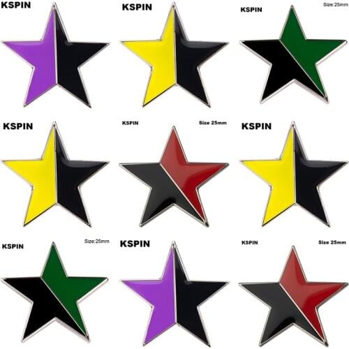 Red-Black Star Lapel Pin Brooches Pins Flag badge Brooch Badges