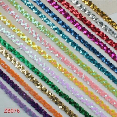 12MX1.1CM gold silver rose red green blue DIY handmade sequins beading Braid lace trim fabric clothing accessories collar ZB076