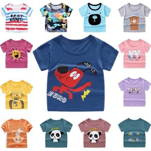 Summer Kids Boys T Shirt Crown Print Short Sleeve Baby Girls T-shirts Cotton Children T-shirt O-neck Tee Top Boy Clothes DX-BS10