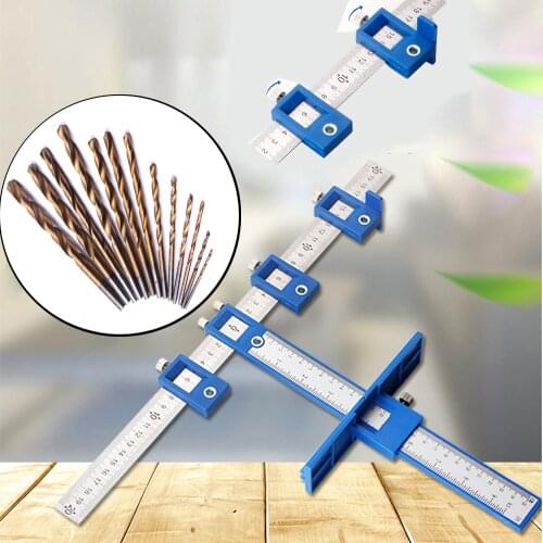 Multi-function Drill Locator with 1.5-6.5mm Drill Bit Furniture Woodworking Joinery Hand Tools Drilling Dowelling Hole Locator