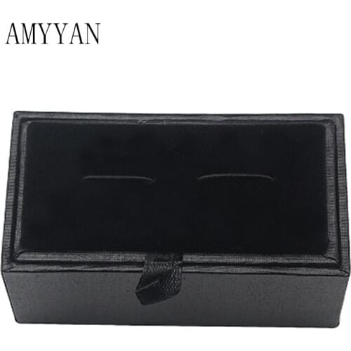 Fashion Classic Black PU Leather Menswear Man Cufflinks Present Box Cufflinks Earring Necklace Storage Cuff Link Cufflink Box