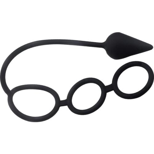 Mens Penis Rings Delay Ejaculation Anal Plug Silicone G-Spot Three Rings Adult Massager Double Penetration Penis Dildo Sex Toys