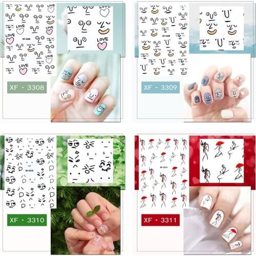1 Sheet Nail Water Sticker DIY Black Abstract Image Nail Art Stickers Decoration Manicure Style Tool 16 Styles Optional