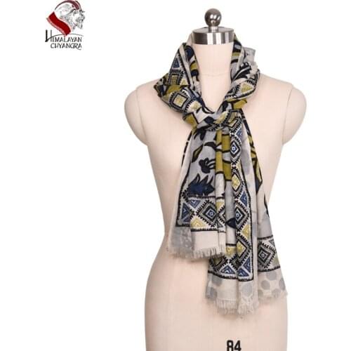 Nepalese Traditional 100% Australian Marino Wool Printed Shalw Scarf Animal Print Fashion Design High Quality