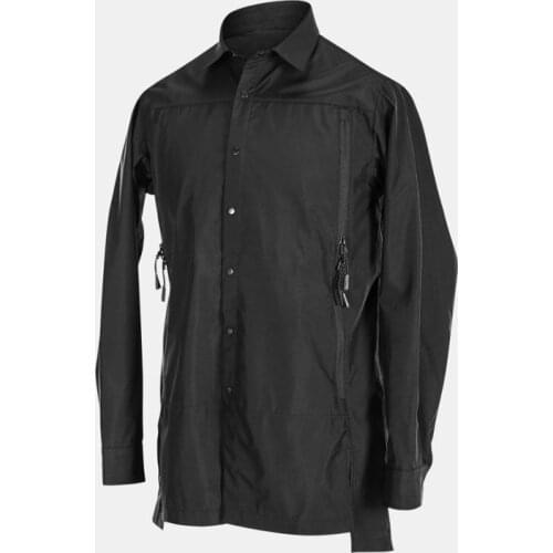 Nosucism wrinkle nylon shirt front zipper pockets techwear ninjawear streetwear japanese style aesthetic