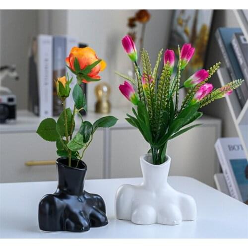 Nordic Ceramic Bust Sculpture Flower Vase Living Room Abstract Female Body Art Ornament Garden Flower Pot Home Decoration Crafts