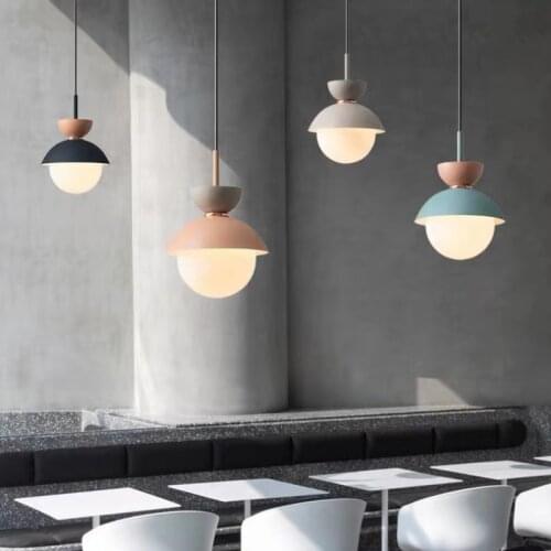 Nordic Pendant Lights With Glass Lampshade For Living Room Lamp Restaurant Pendant Lamp LED G9 Lighting Fixtures Pink Fixtures