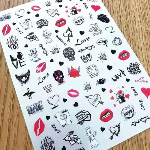 Newest MG0310-04 Valentine red heart pattern 3d nail manicure back glue decal decoration tools design nail art stickers