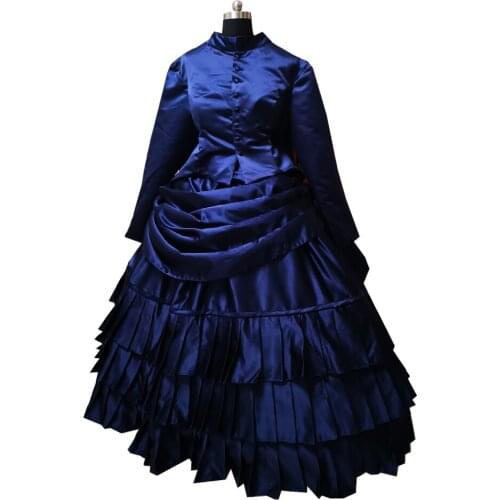 2020 New blue victorian Halloween Cosplay dress Colonial Georgian Renaissance Gothic Historical dress D-368