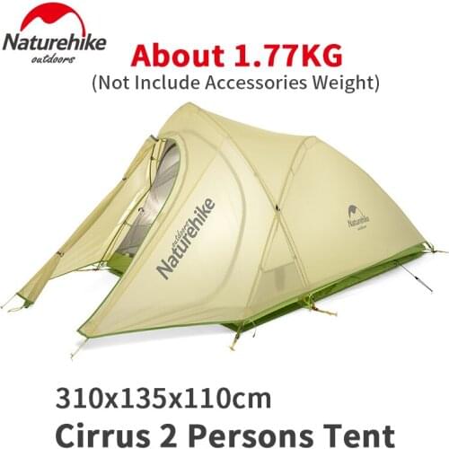 Naturehike 2021 Cirrus 1.77Kg Camping Tent Outdoor Hiking Travel 20D Silicon Waterproof PU4000+ 2person Portable Tent With Mat