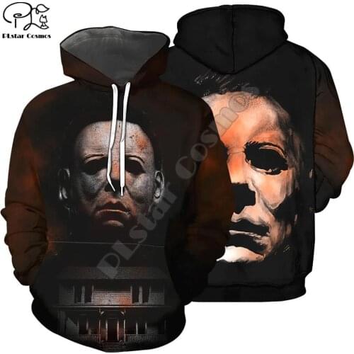 PLstar Cosmos Halloween Horror Art Movie Michael Myers Funny Man/Women Long Sleeve Streetwear 3DPrint Zip/Hoodies/Sweatshirts 15