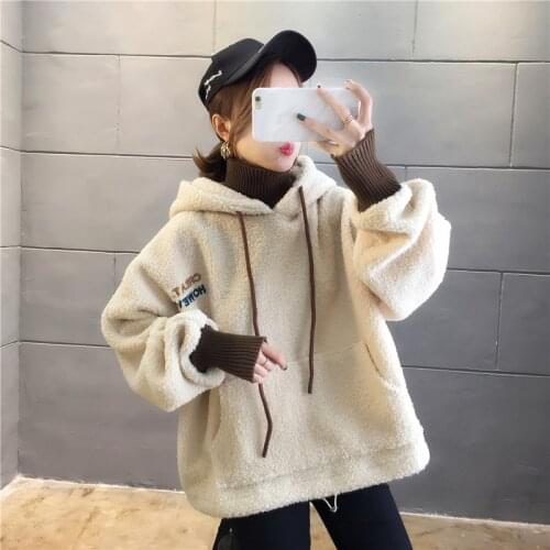 Pullover Vintage Hoodie Women Oversize Womens Winter Hoodies Sweatshirt Youth Clothing Hoodie Thick Loose Hoodies Teenagers