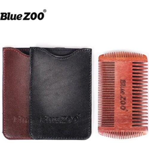 Natural Balsamo Beard Comb 4 sides of Wide and Fine Teeth Combination Comb with Leather Bag Hair and Beard COMB Grooming