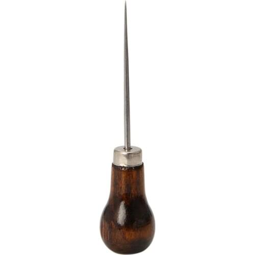 Awl Pricker Hole Maker Tool Punch Sewing Stitching Leather Craft Wooden Handle